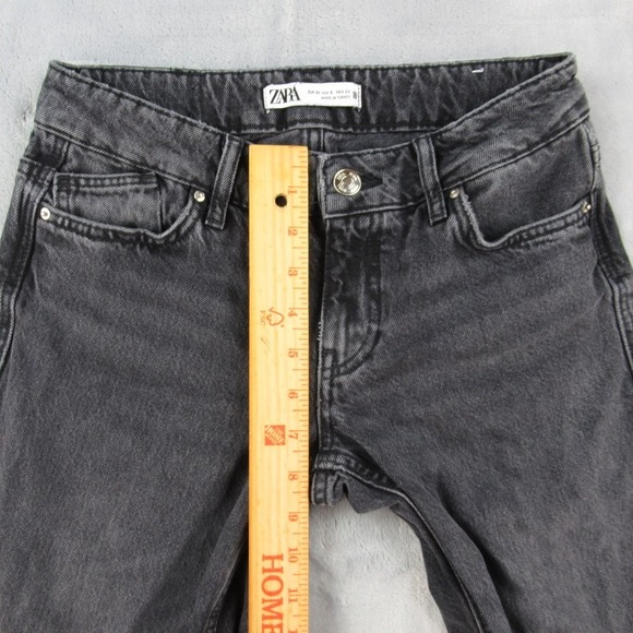 Zara Womens Jeans Size 0 Gray Faded Black Straight Leg Denim 6164/058/800 - Picture 5 of 13